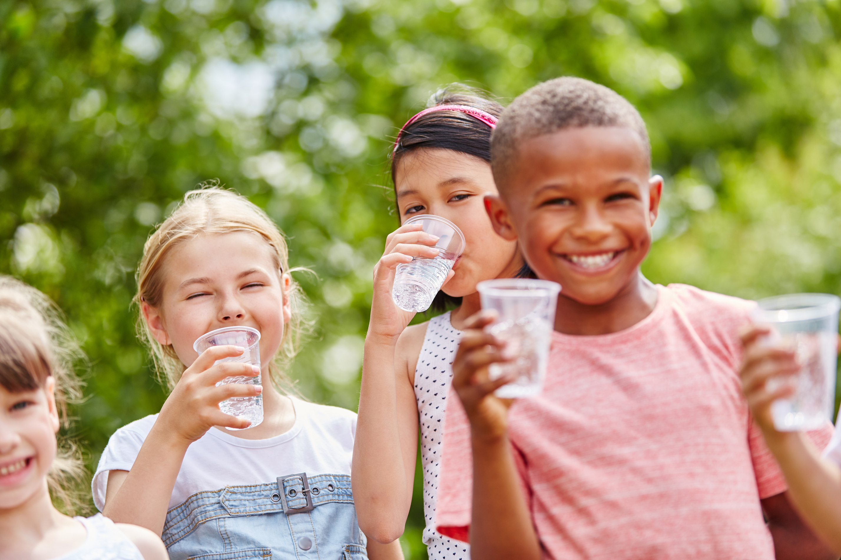 children drinking water